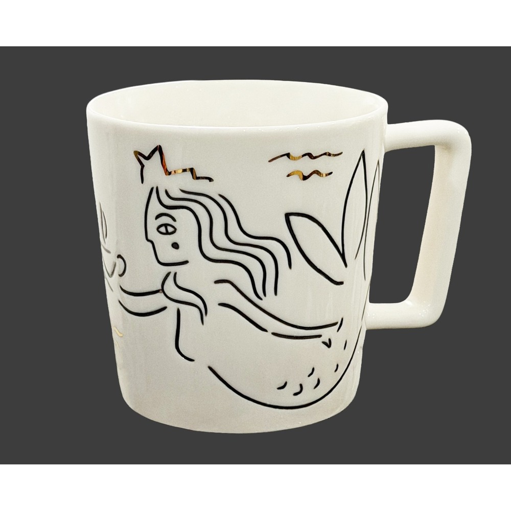 Starbucks Mermaid Siren Gold Crown Coffee Cup Mug